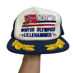 🏷️ 5/$25 Winter Olympics Lillehammer 1994 vintage flat bill dad hat made in USA